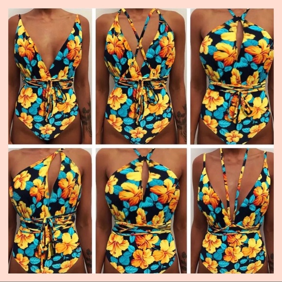 last one!🐠turquoise tropical print swimsuit🐠 - Picture 2 of 4